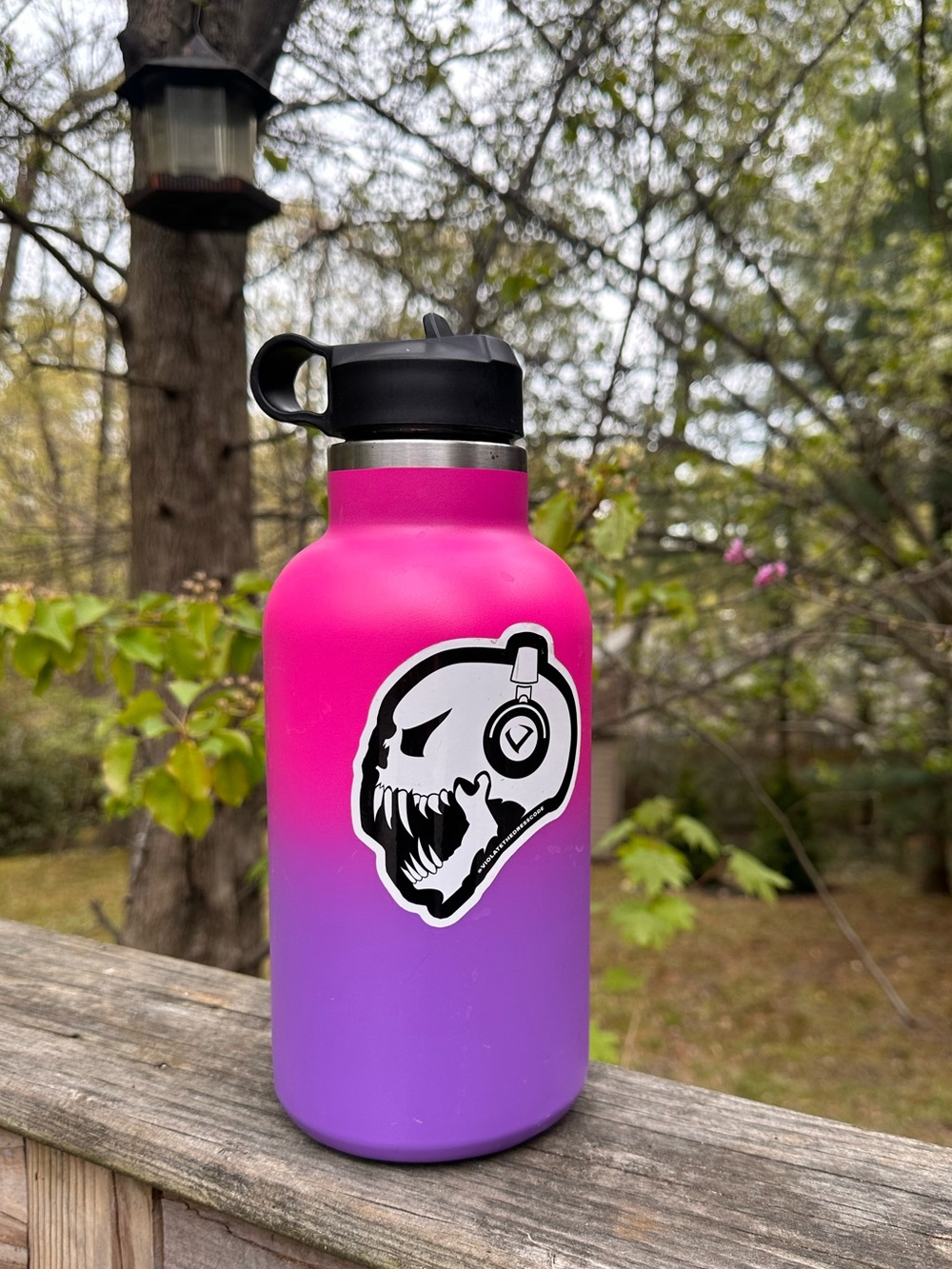 Crofton Ombre Pink to Purple Stainless Water Bottle, 64 oz, GUC, Violate Sticker
